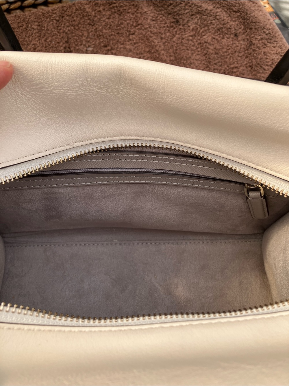 Brand new- Kate Spade Spencer Light Gray & Cream Color Block Bag Satchel - Picture 11 of 12